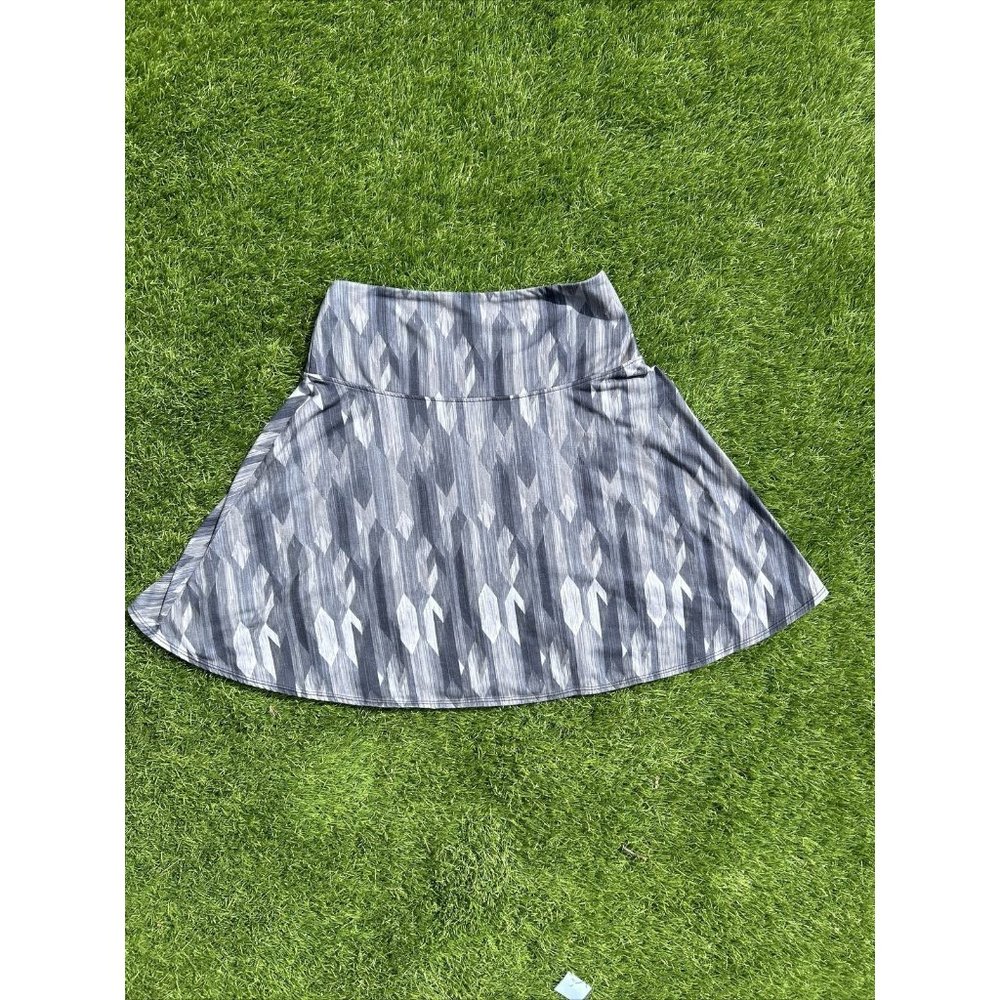 PrAna Fold Over Yoga Taj Printed Skirt Charcoal Gemstone Size Small